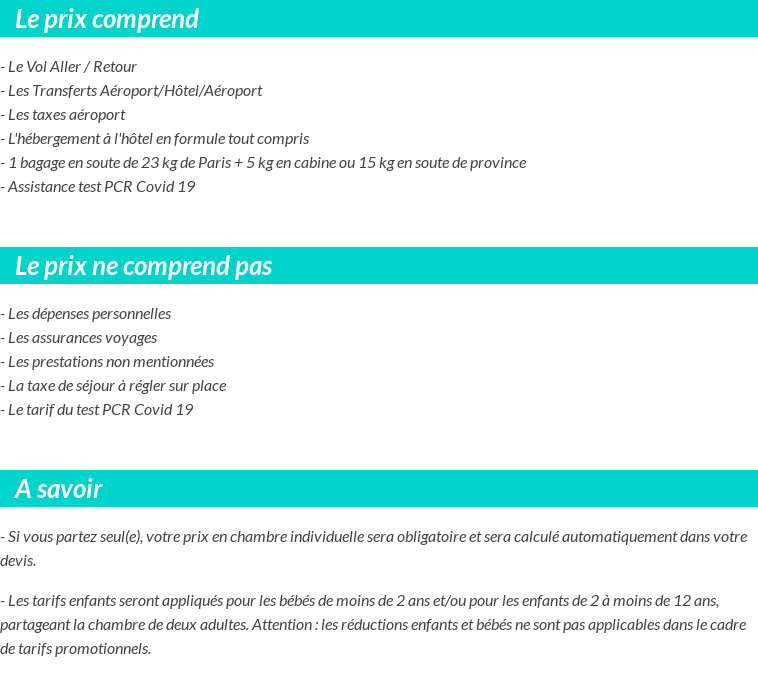 Conditions tarifaires