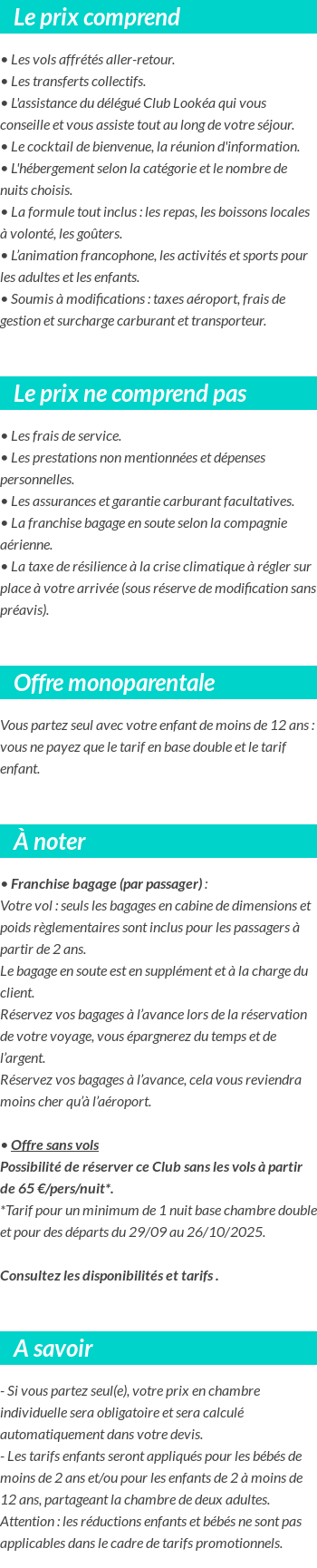 Conditions tarifaires
