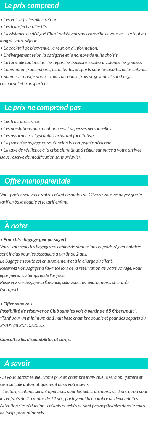 Conditions tarifaires