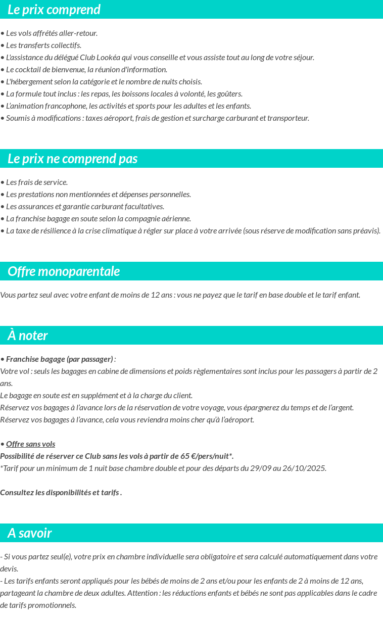 Conditions tarifaires