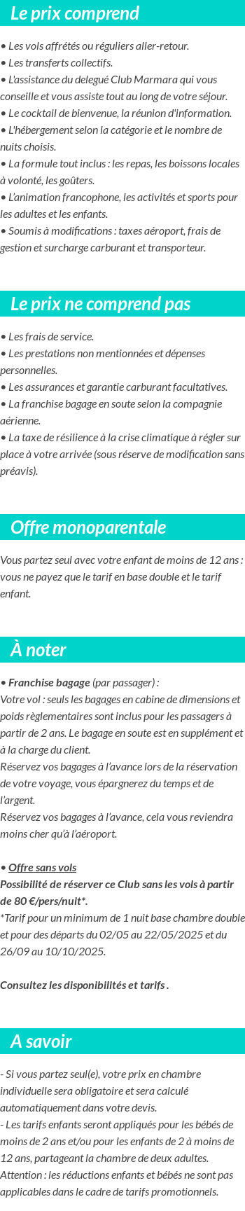 Conditions tarifaires