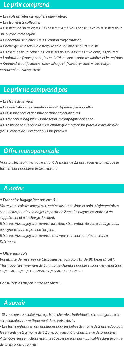 Conditions tarifaires