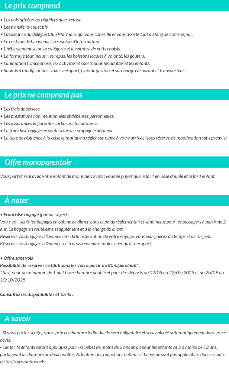 Conditions tarifaires