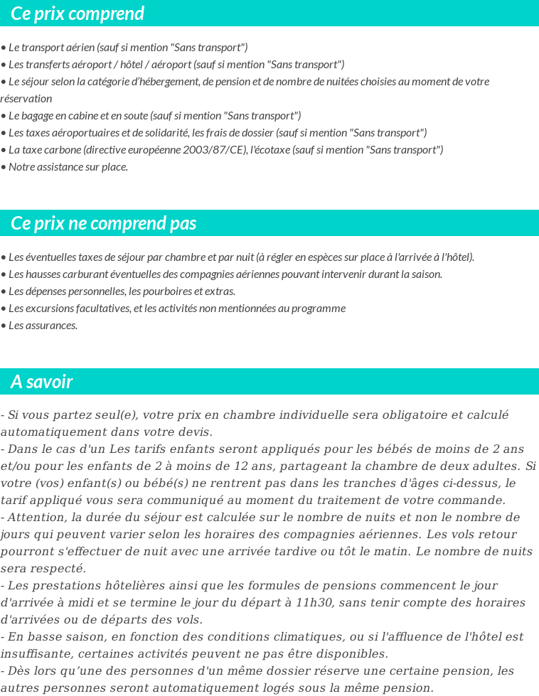 Conditions tarifaires