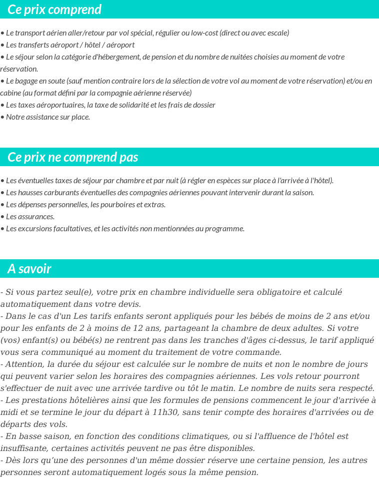 Conditions tarifaires