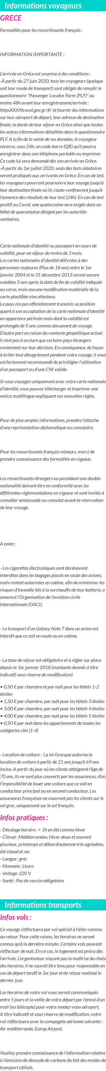 Formalités et infos voyageurs