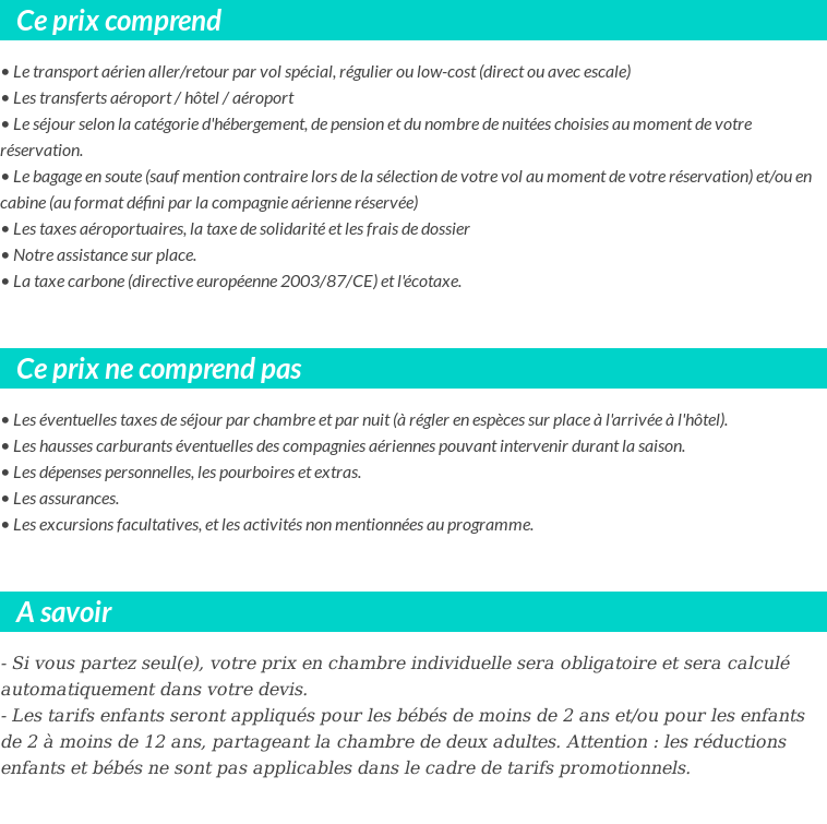 Conditions tarifaires