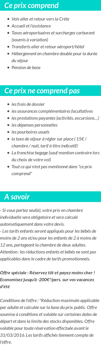 Conditions tarifaires