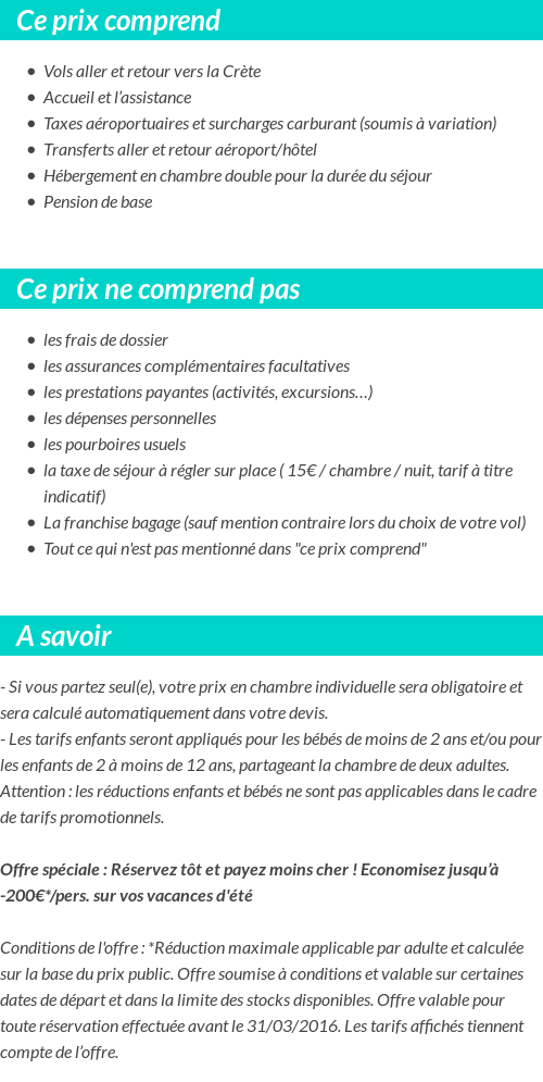 Conditions tarifaires