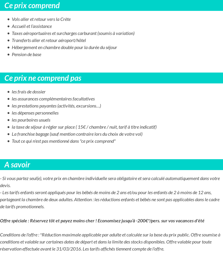 Conditions tarifaires