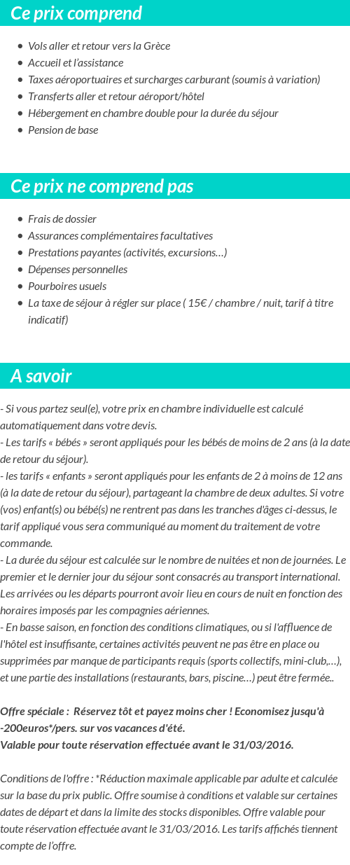 Conditions tarifaires