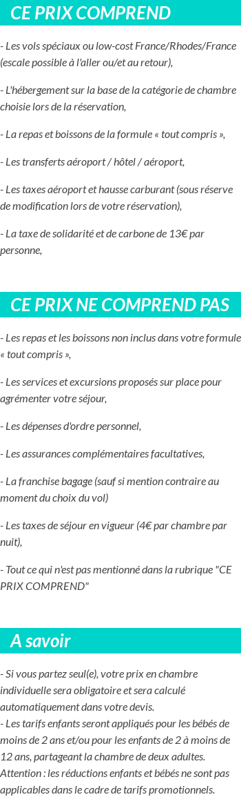 Conditions tarifaires