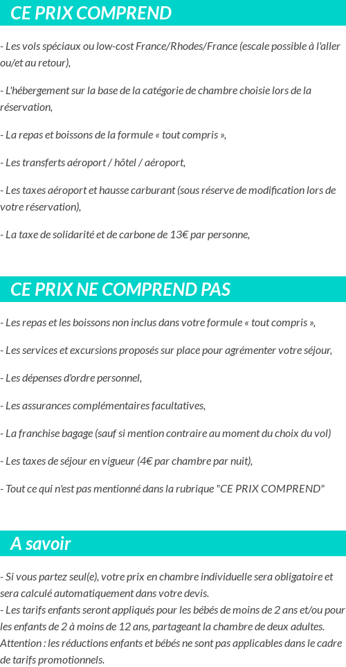 Conditions tarifaires