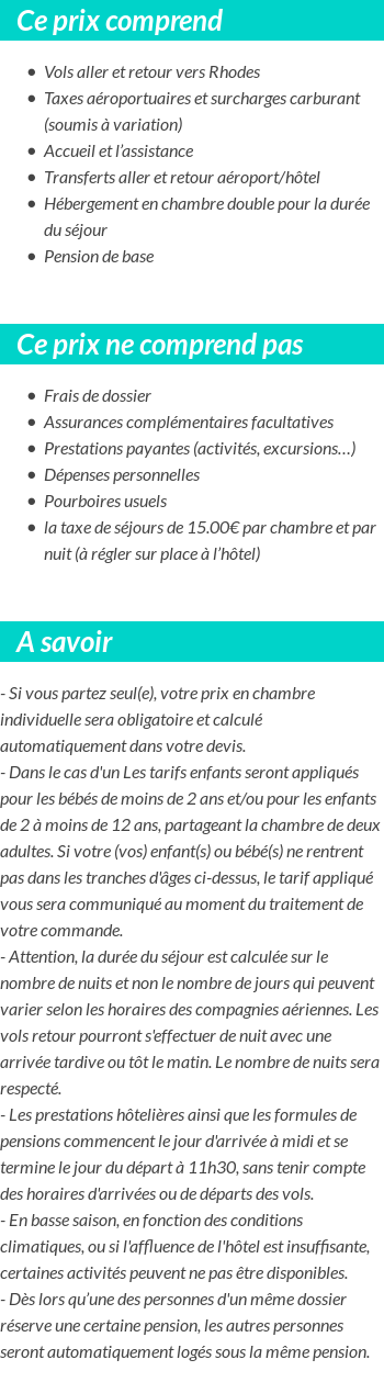 Conditions tarifaires