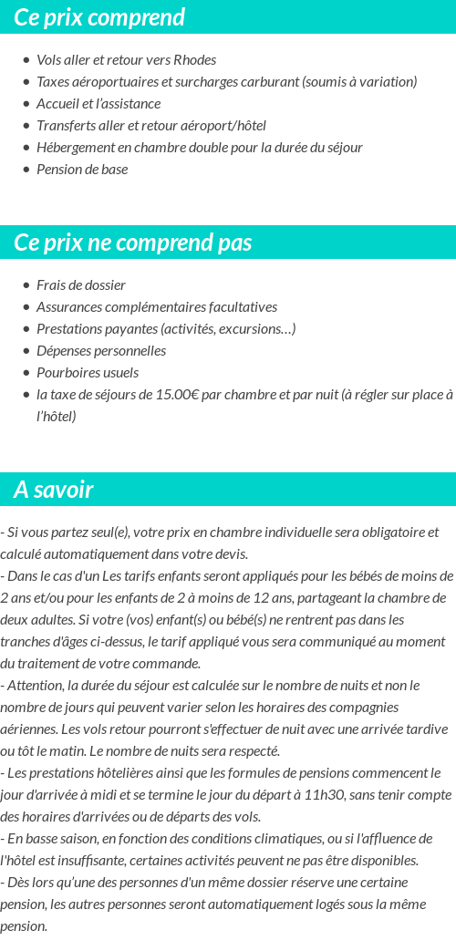 Conditions tarifaires