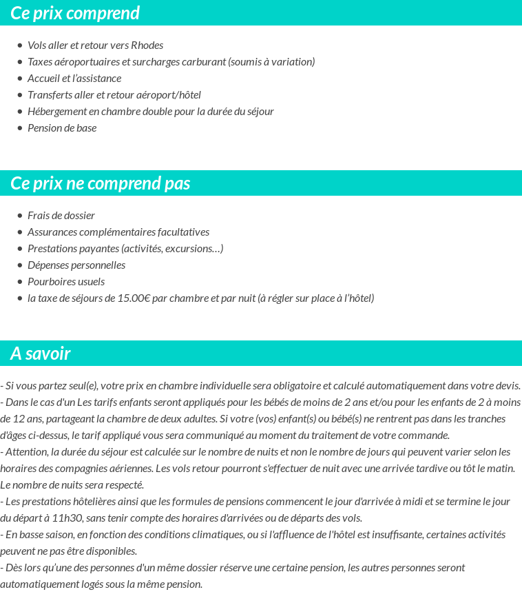 Conditions tarifaires