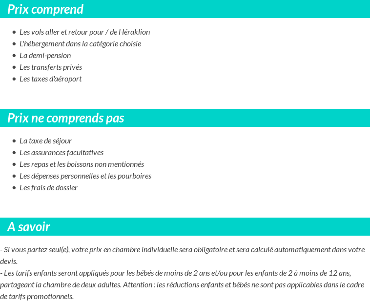 Conditions tarifaires
