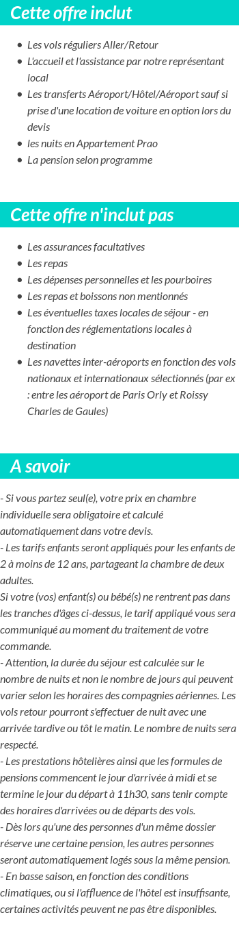 Conditions tarifaires