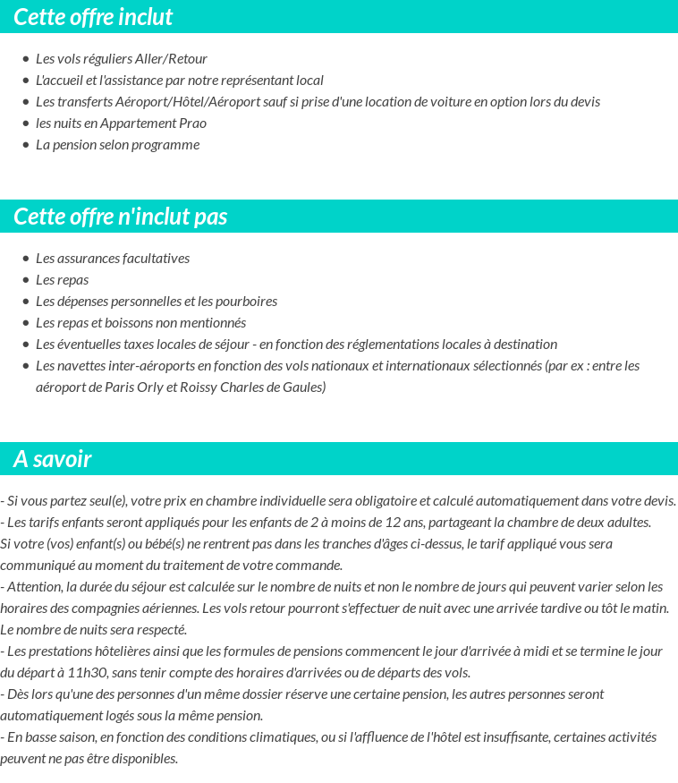 Conditions tarifaires