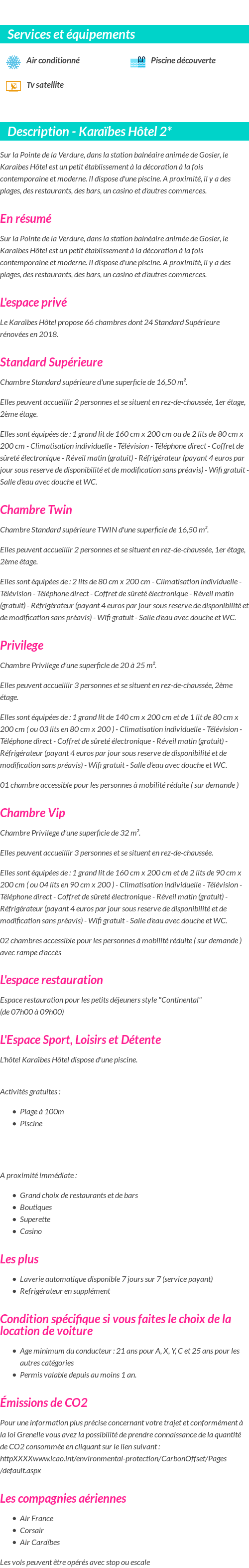 Détails du séjour