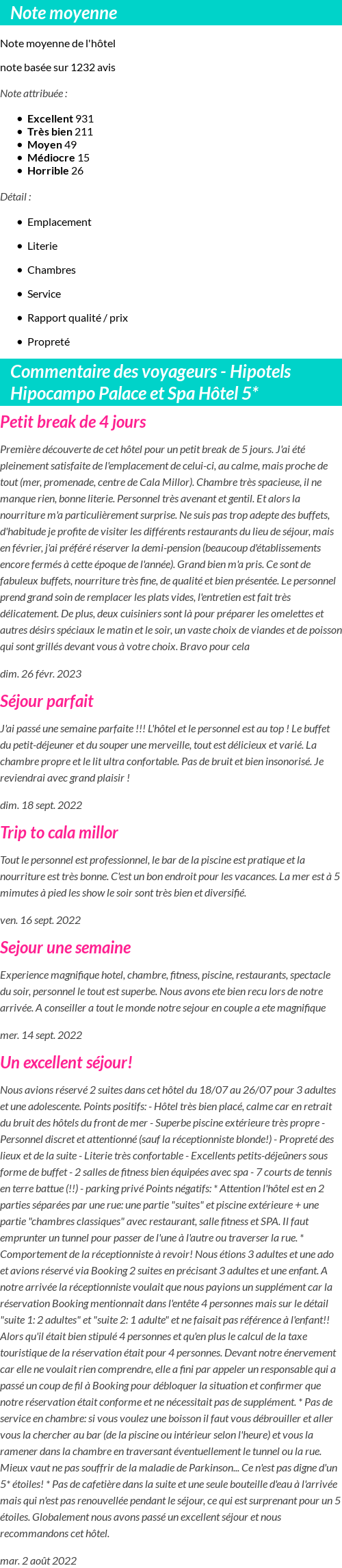 Avis clients