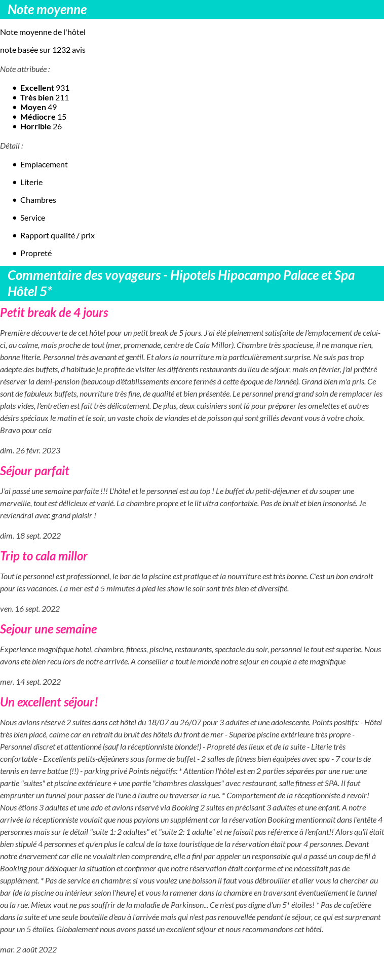 Avis clients