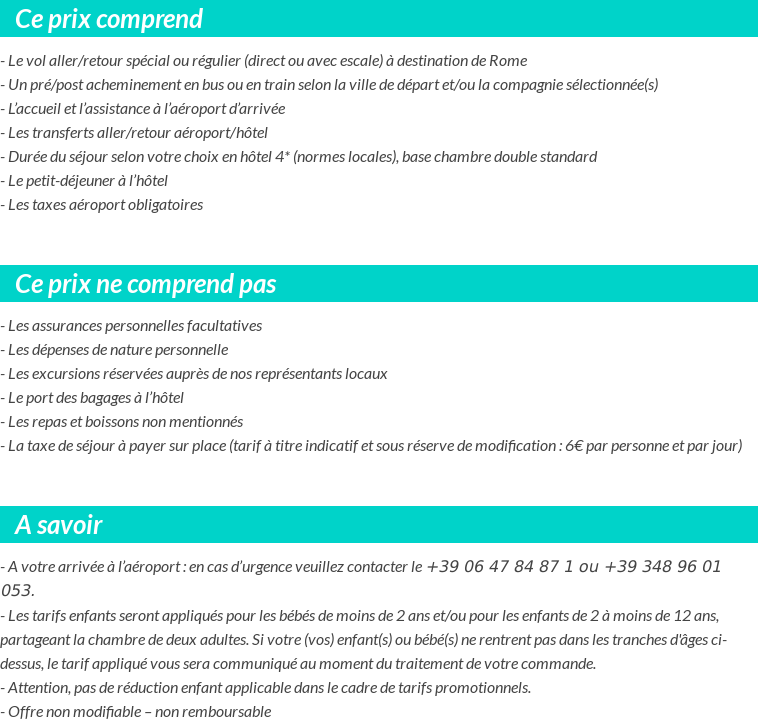 Conditions tarifaires