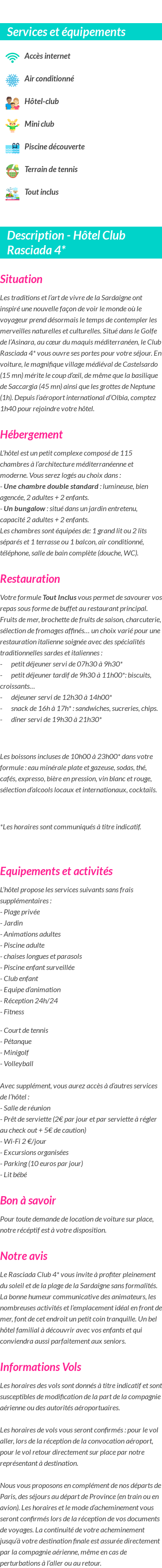 Détails du séjour