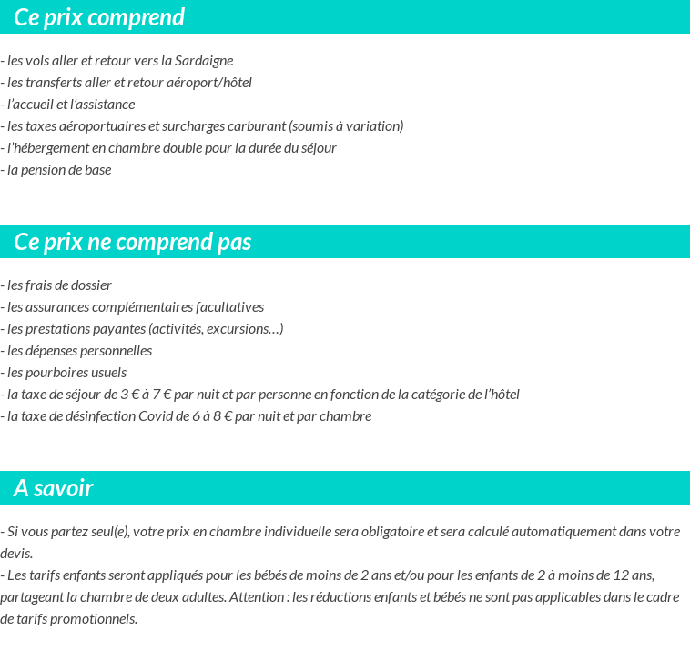 Conditions tarifaires