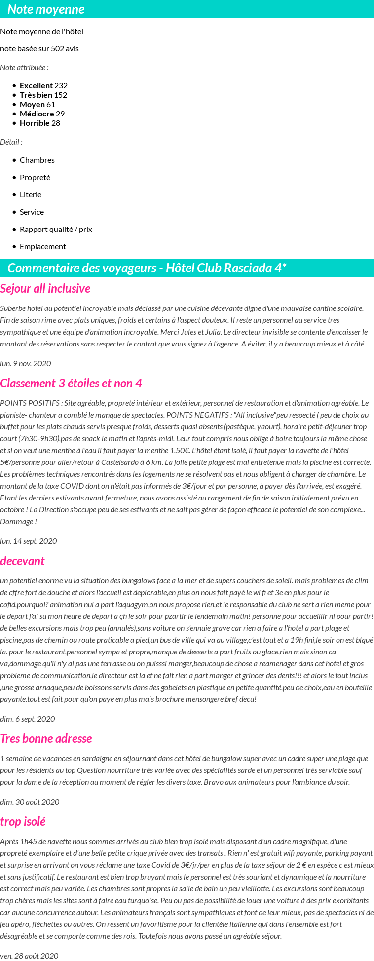 Avis clients