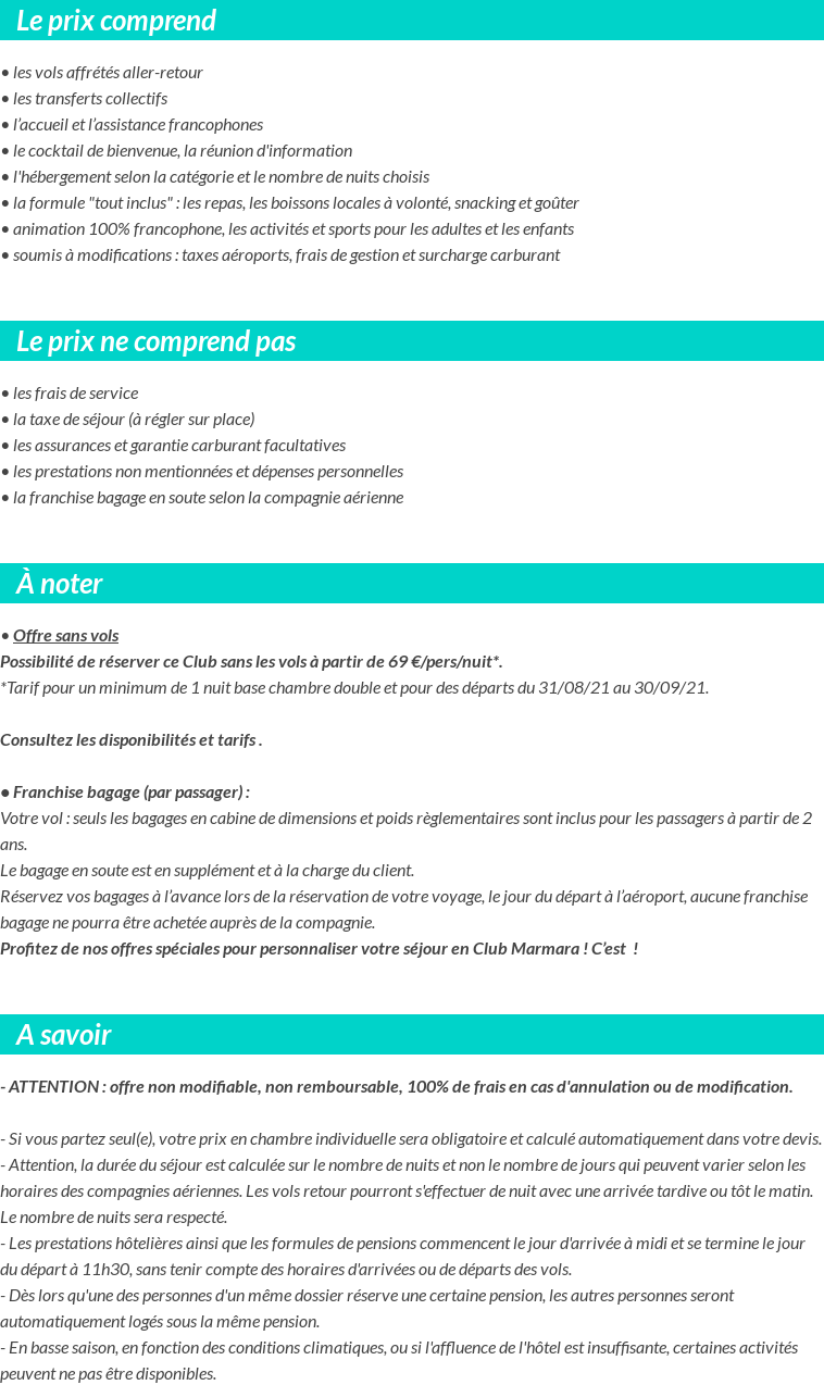 Conditions tarifaires