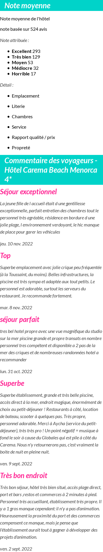 Avis clients
