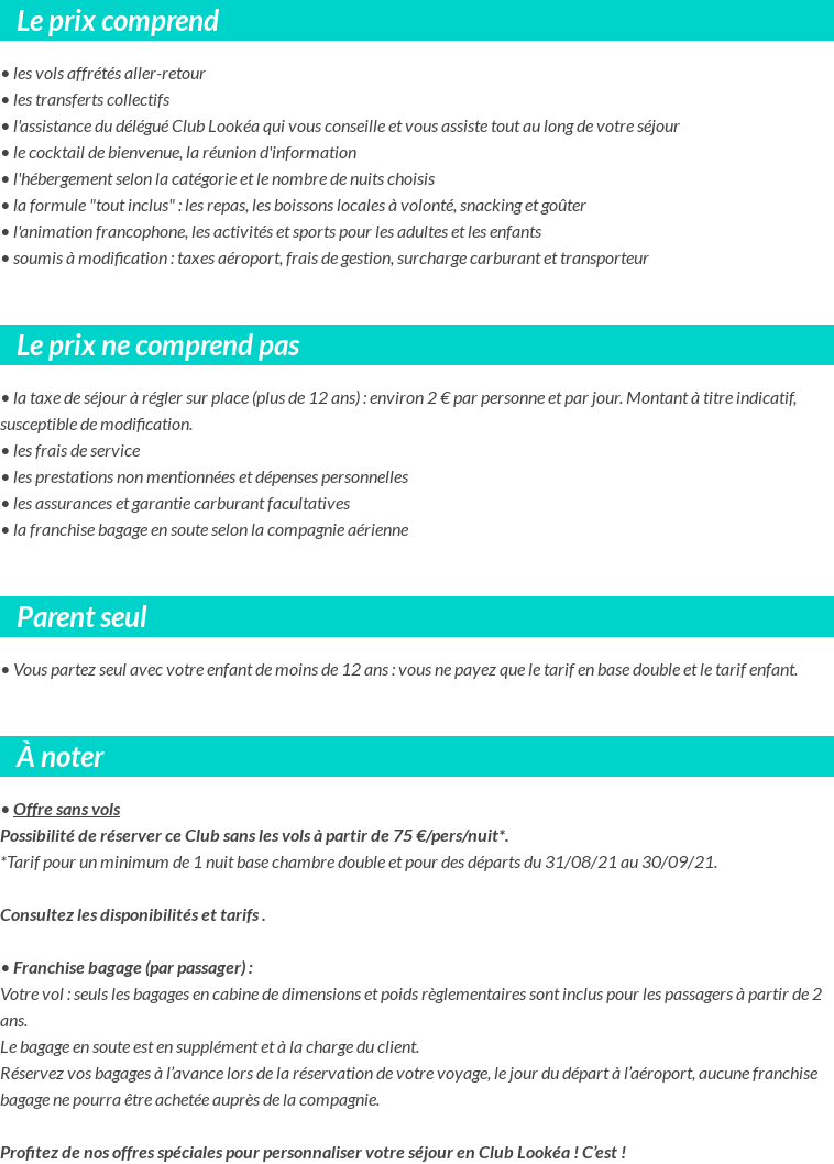 Conditions tarifaires