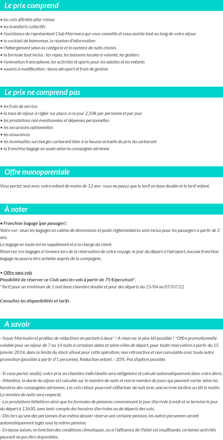 Conditions tarifaires