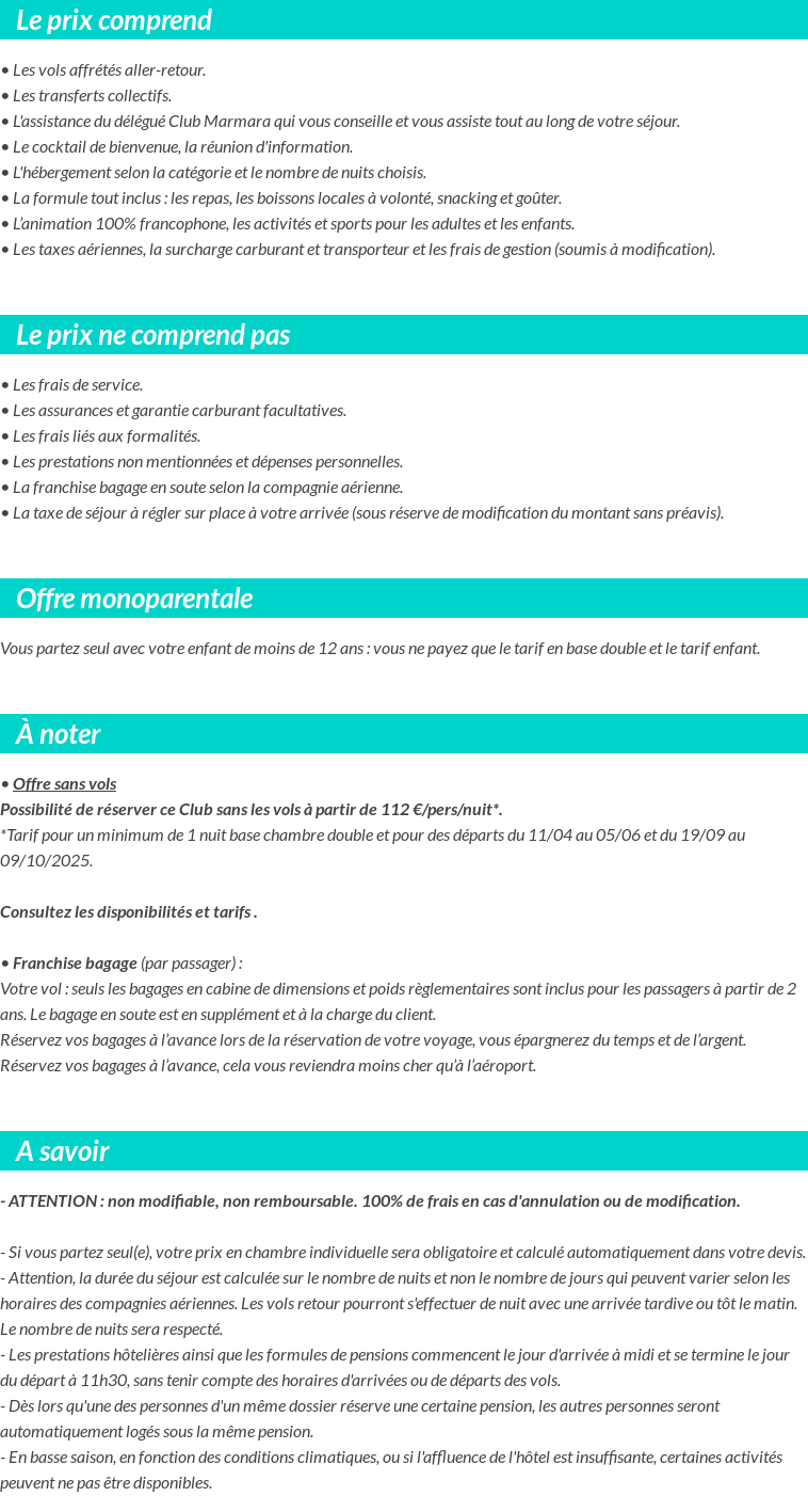 Conditions tarifaires