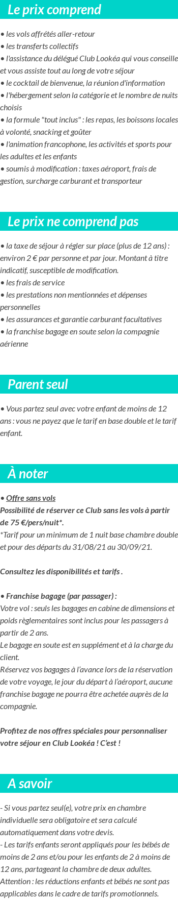 Conditions tarifaires