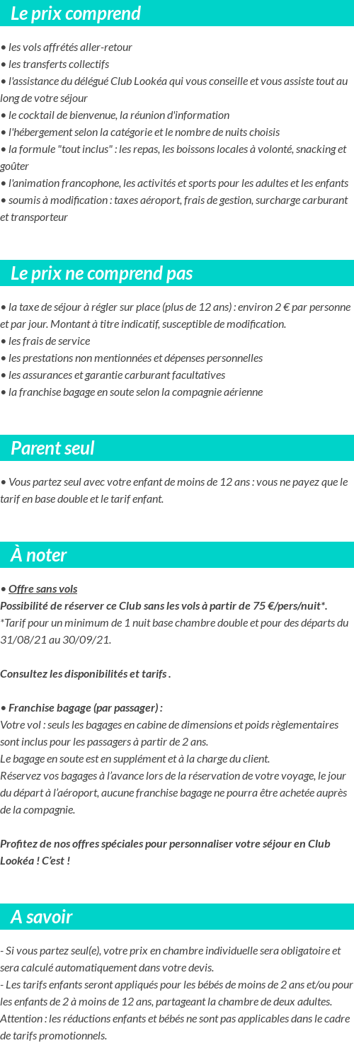 Conditions tarifaires