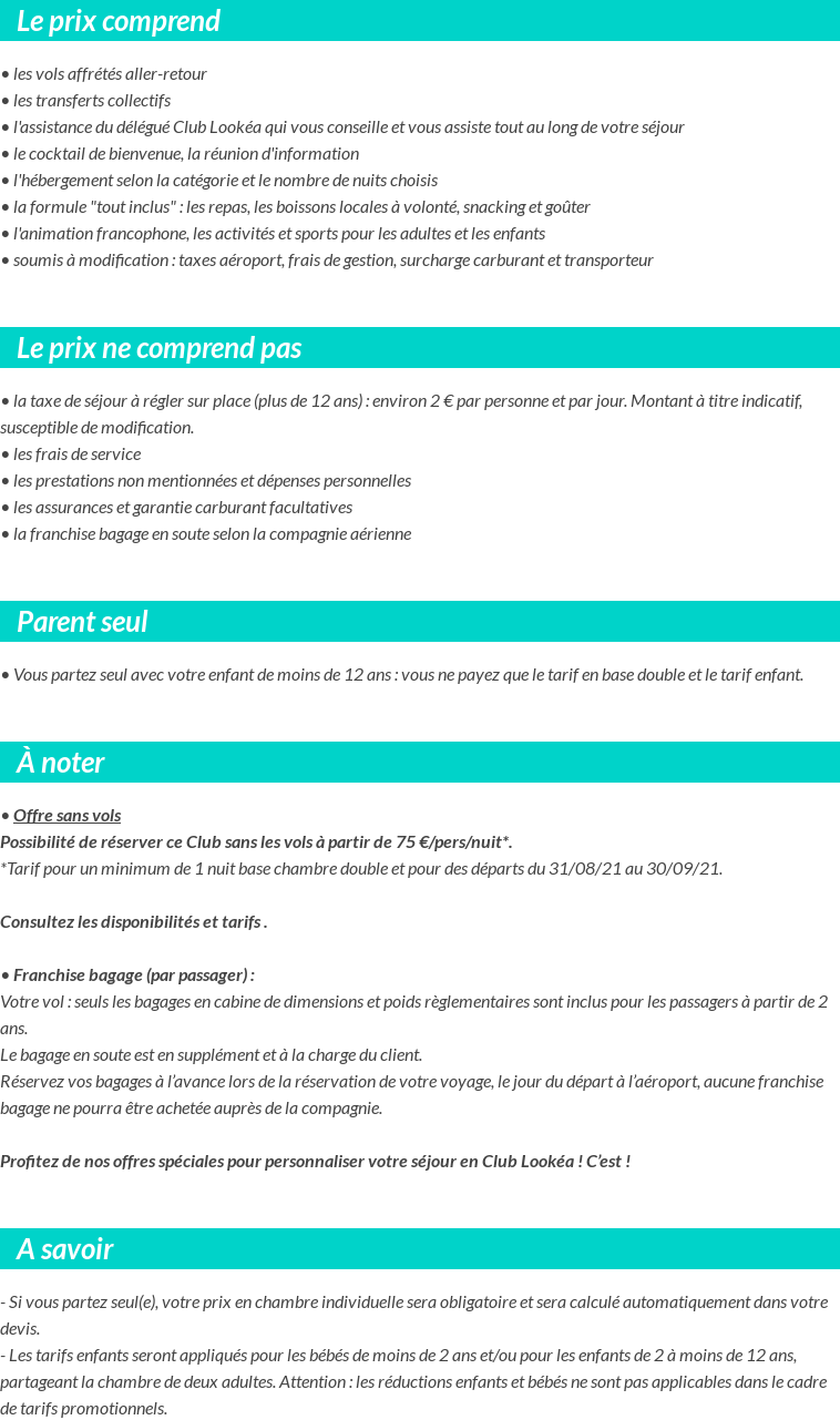Conditions tarifaires