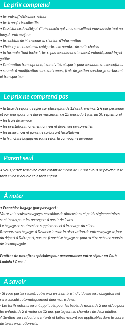 Conditions tarifaires