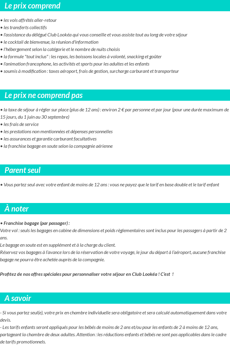 Conditions tarifaires