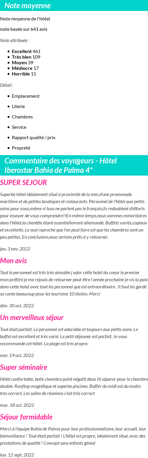 Avis clients