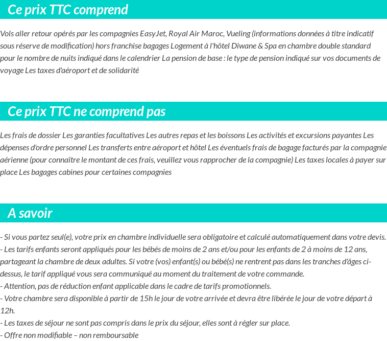 Conditions tarifaires