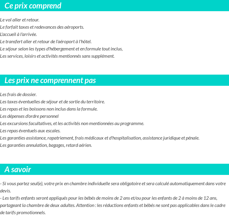 Conditions tarifaires