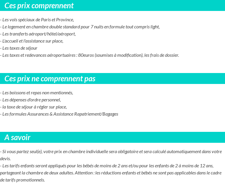 Conditions tarifaires