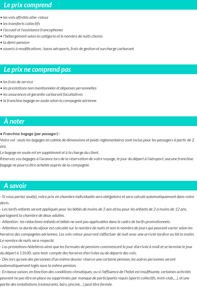 Conditions tarifaires