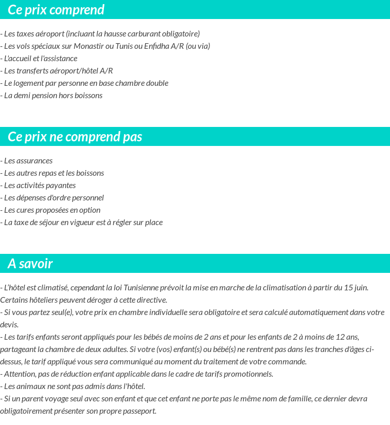 Conditions tarifaires