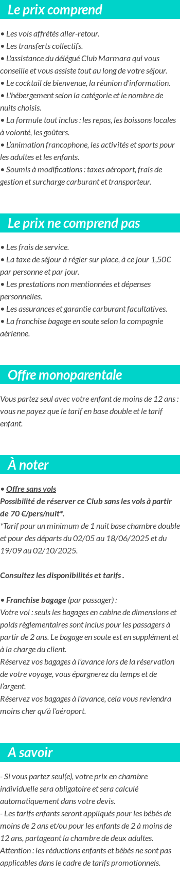 Conditions tarifaires