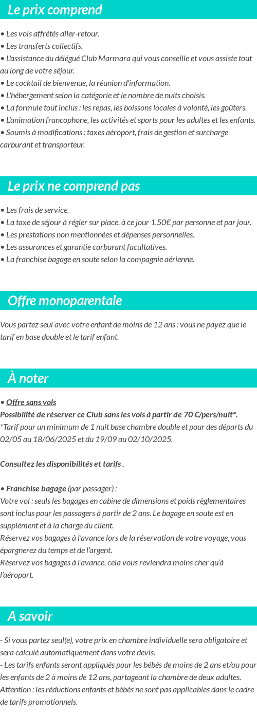Conditions tarifaires