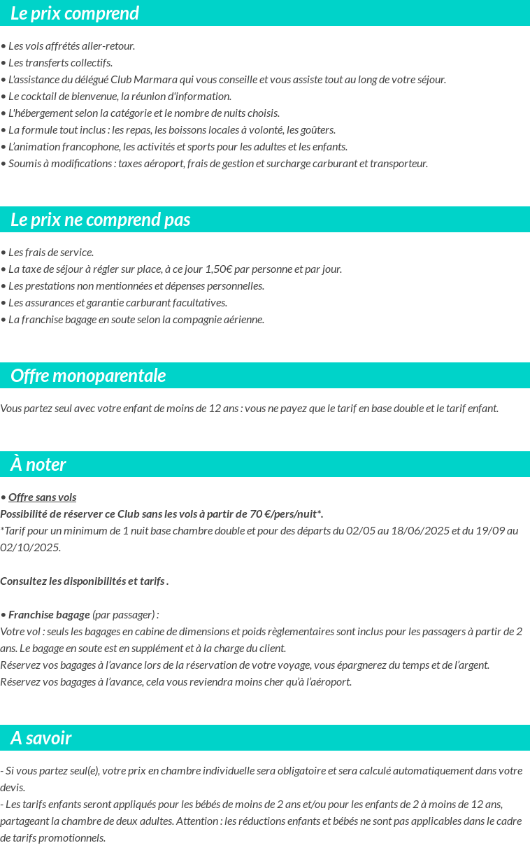 Conditions tarifaires