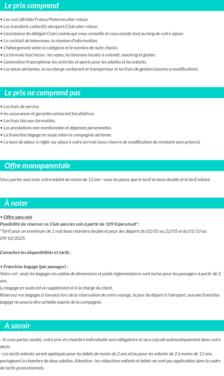 Conditions tarifaires